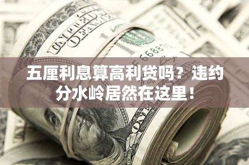 武汉五厘利息算高利贷吗？违约分水岭居然在这里！